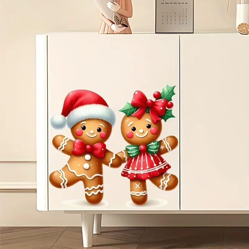 DIDOSOFT Festive Christmas Gingerbread Man Toilet Cover Sticker Decals,Fish Bird Flower Leaf Waterproof Toilet Lid Tank Seat Decals Cistern Self-Adhesive Bathroom Wall Sticker - Image 5